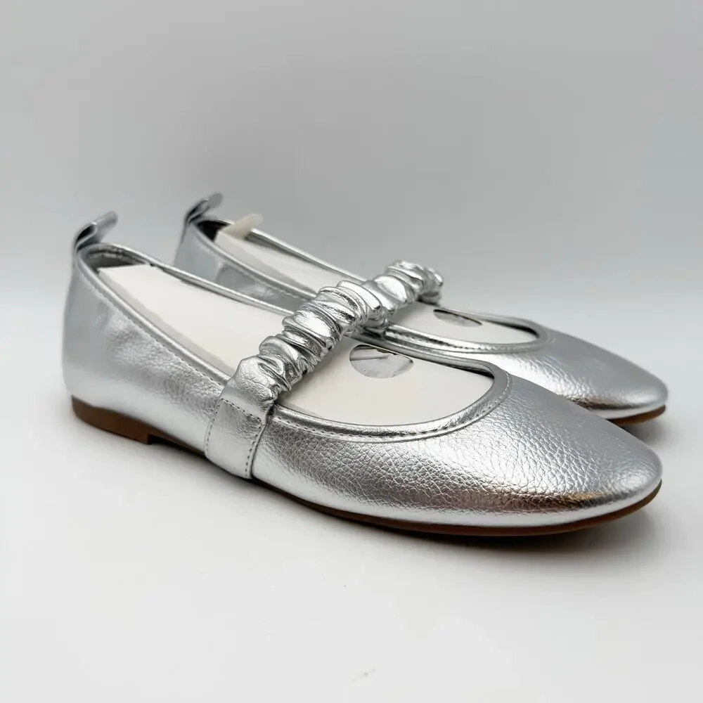 MIA Womens Uliana Ballet Flats Size 8.5 M EU 39 Silver Leather NWOB